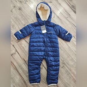 NWT Eddie Bauer Kids Baby Duck Down Lined Snow Suit 6-12M Navy Blue